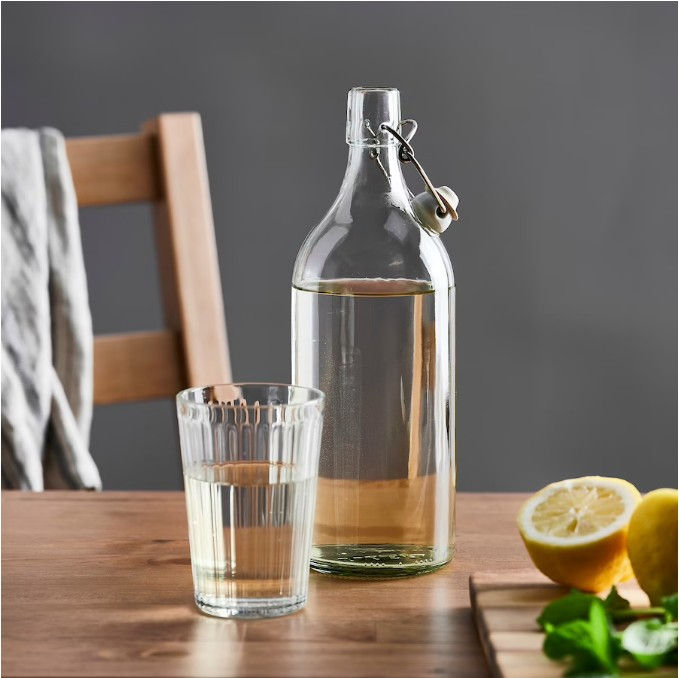Thumbnail: KORKEN Bottle with stopper, clear glass, 1 l