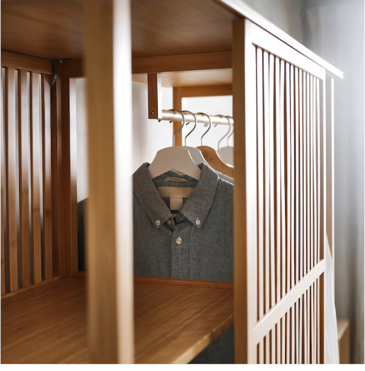 Thumbnail: NORDKISA Open wardrobe with sliding door, bamboo,47 1/4x73 1/4 "