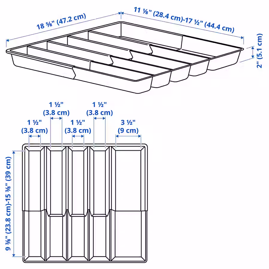 Thumbnail: VARIERA Flatware tray, adjustable, 11 3/16-17 1/2x18 9/16 "