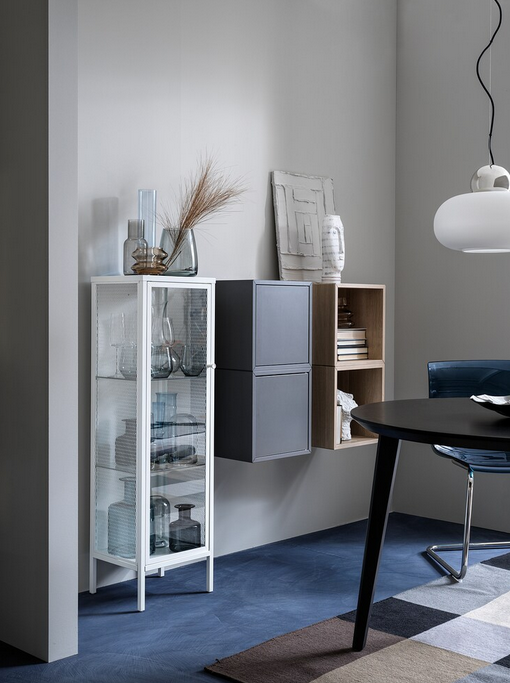 Thumbnail: BAGGEBO Cabinet with glass doors, metal/white,13.3/8"x 45.6/6"