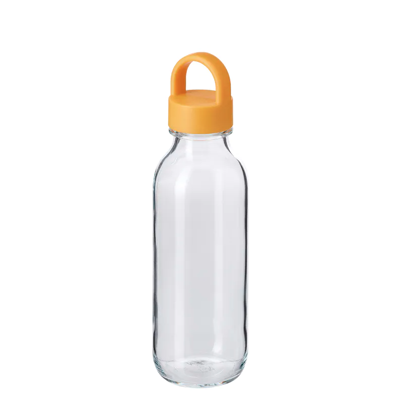 FORMSKON Water bottle, clear glass/yellow, 17 oz
