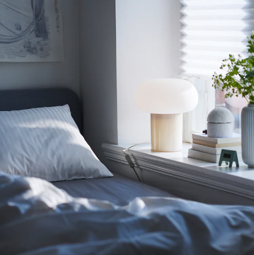 Thumbnail: DEJSA Table lamp, beige/opal glass, 11 "