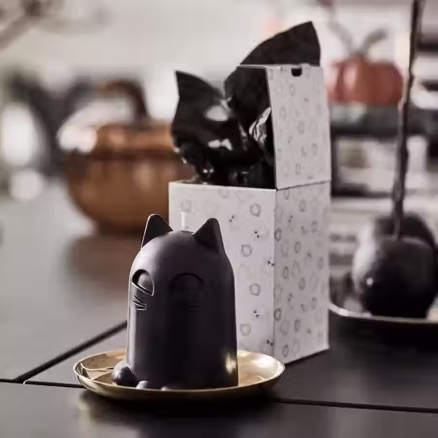 Thumbnail: KUSTFYR Unscented pillar candle, cat black, 4 ¾ "