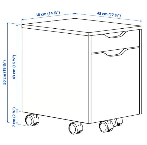 Thumbnail: ALEX Drawer unit on casters, white, 14 1/8"X17 3/4"
