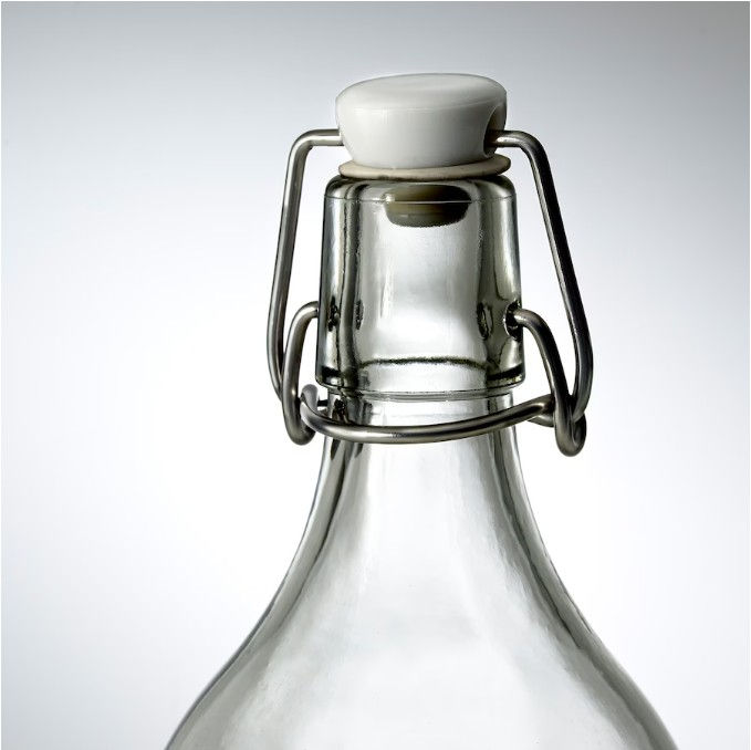 Thumbnail: KORKEN Bottle with stopper, clear glass, 1 l