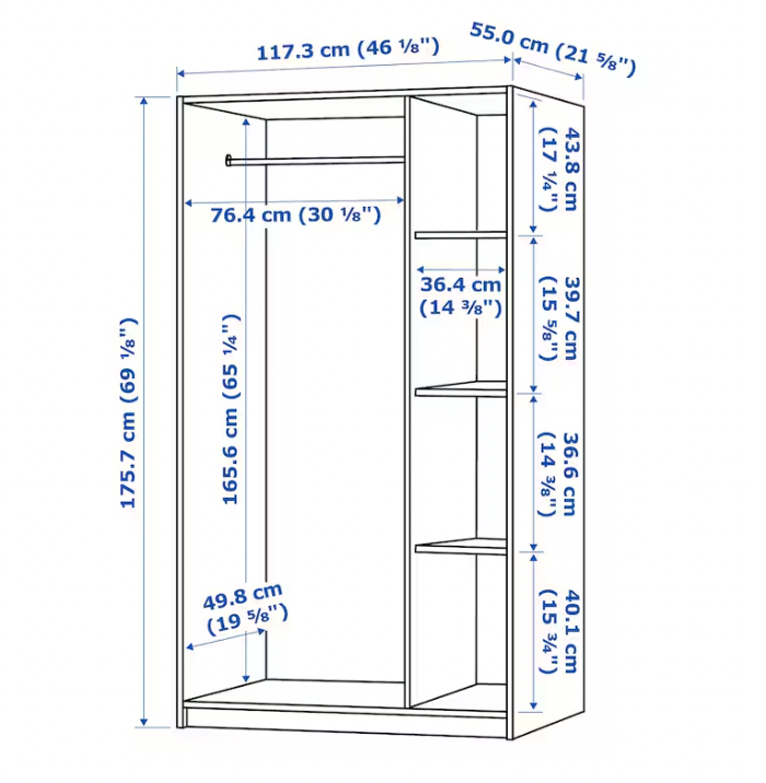 Thumbnail: KLEPPSTAD Wardrobe with 3 doors, white, 46 1/8x69 1/4 "