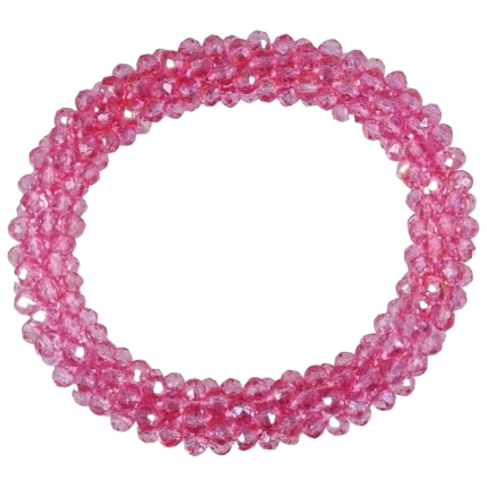 Miniaturbild: Haargummi / Armband aus Glasperlen, dunkel rose