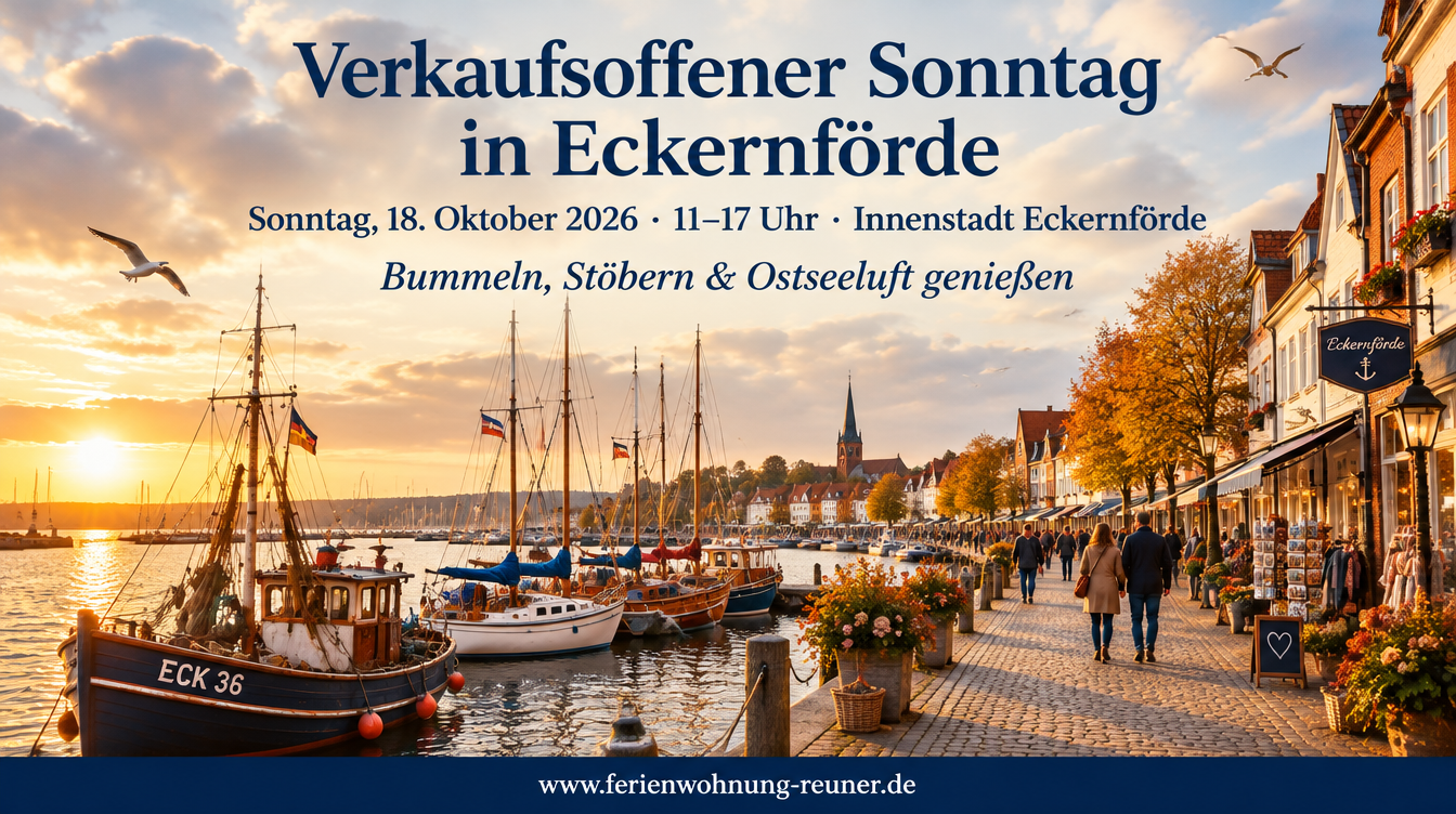 Verkaufsoffener Sonntag in Eckernförde am 18. Oktober 2026, 11 bis 17 Uhr