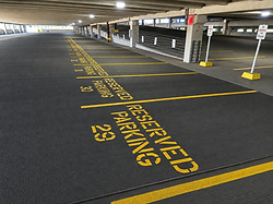 Parking Garage Striping with "Reserved Parking" Stencil