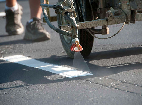 Parking Lot Stripes Being Applied