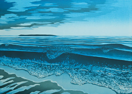 Vague Dreams woodblock reduction print