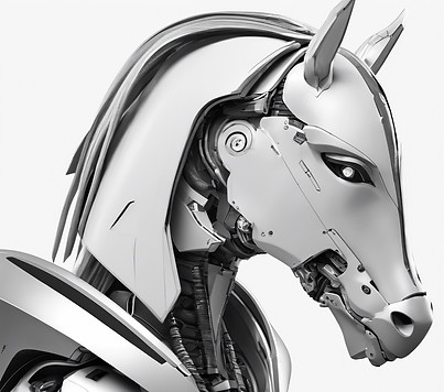 Ai agent in black and white, pegasus bot