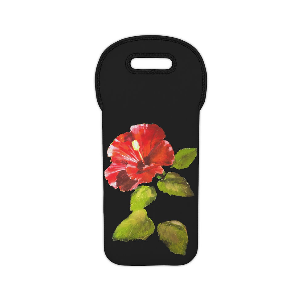 Thumbnail:  Wine Tote - Fiery Hibiscus Neoprene Bottle Carrier