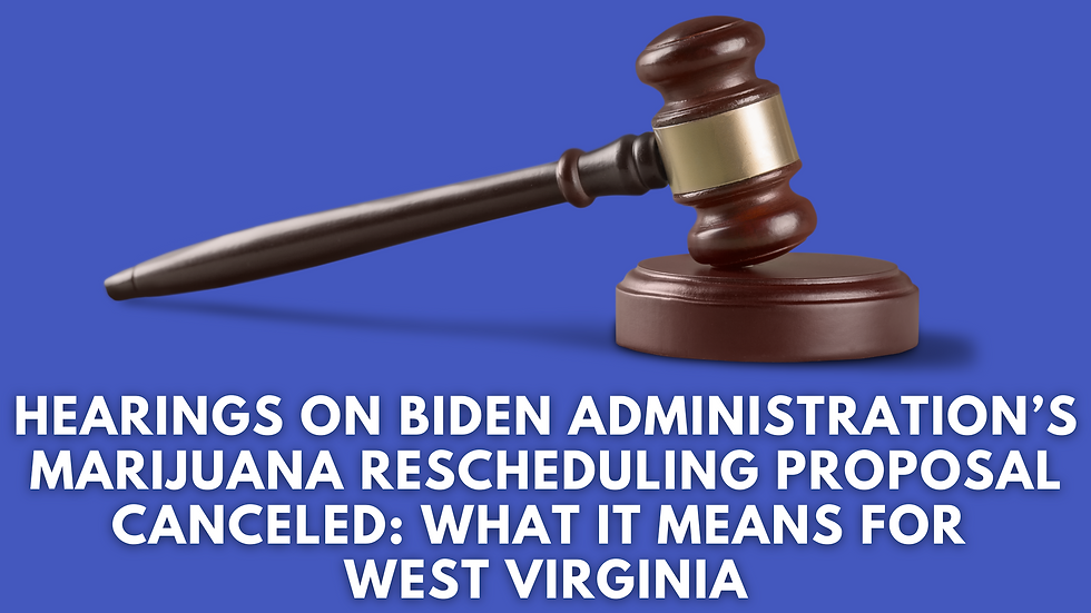 Hearings on Biden Administration’s Marijuana Rescheduling Proposal Canceled: What It Means for West Virginia