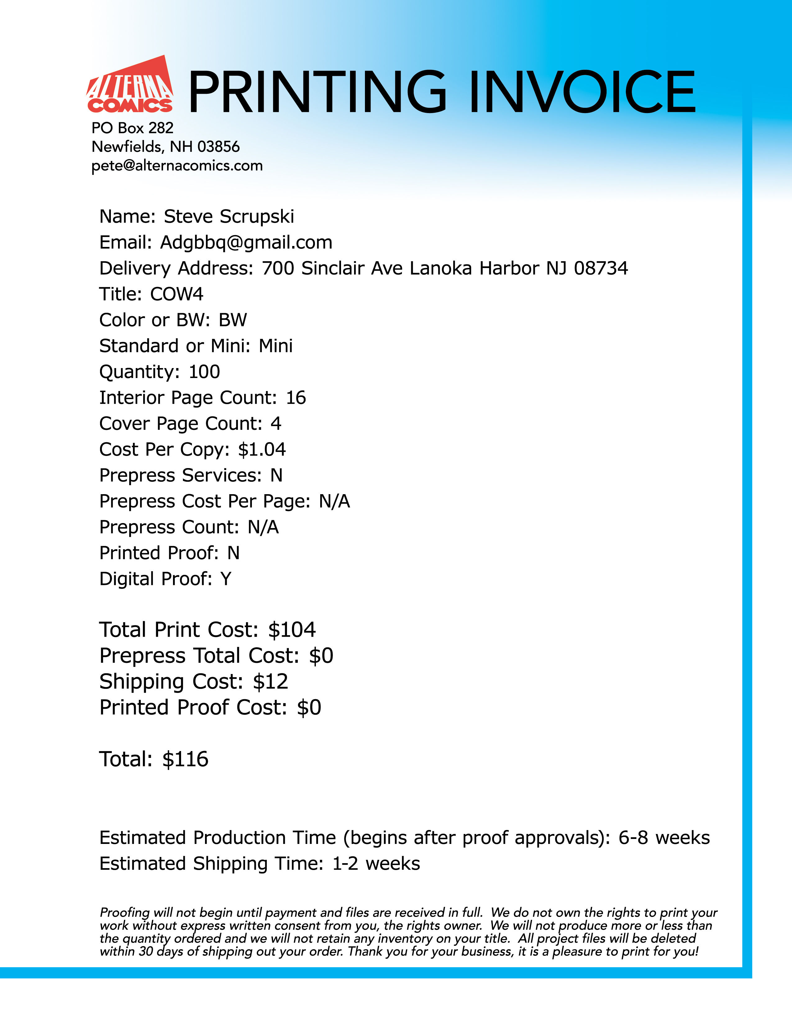 030 Printing Invoice