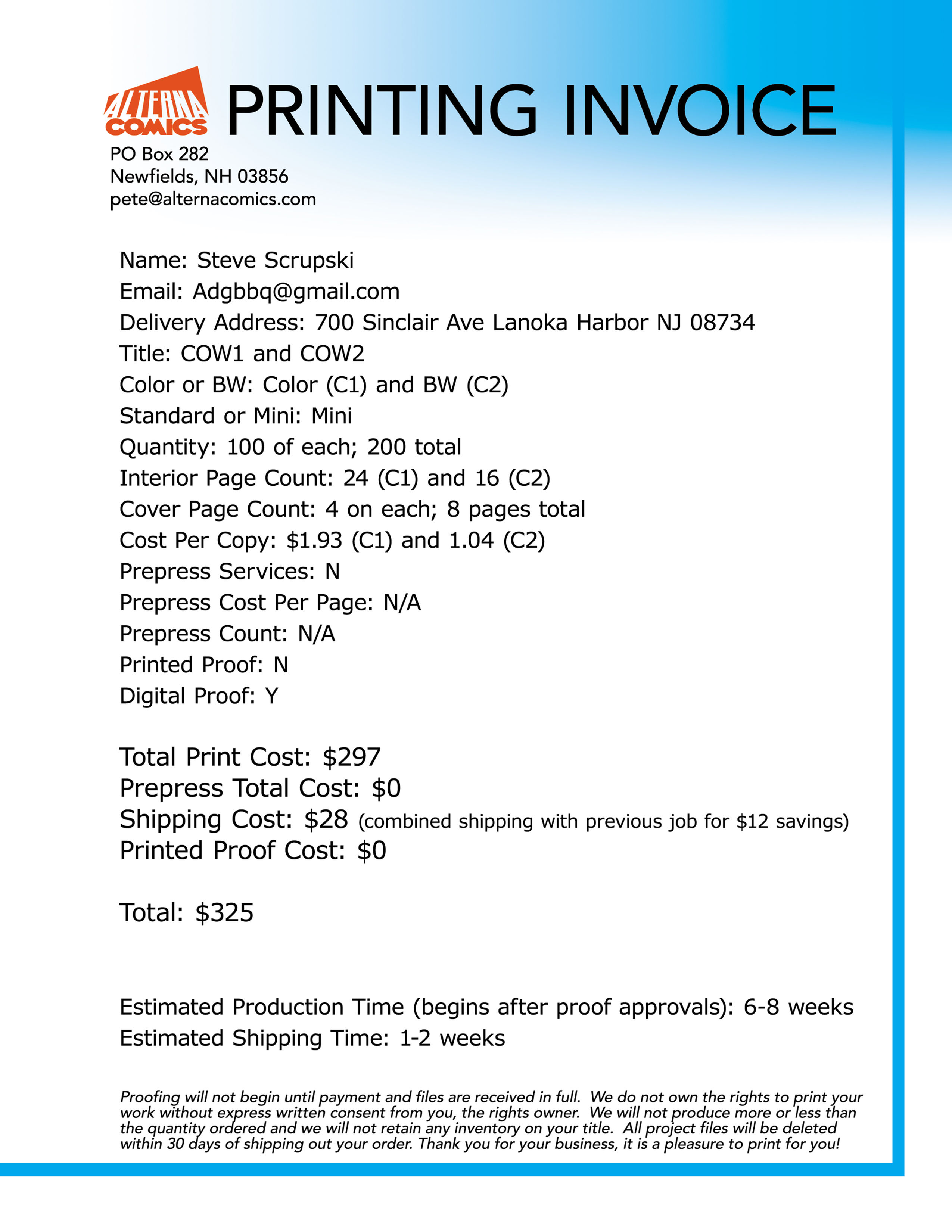 027 Printing Invoice