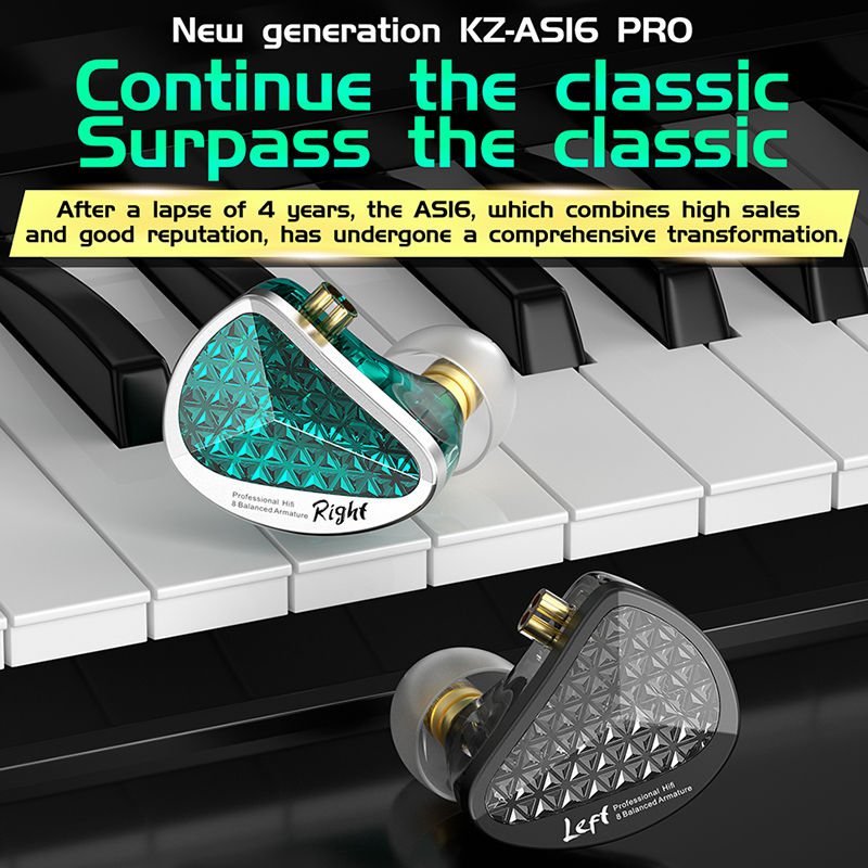 Thumbnail: KZ AS16 Pro In Ear Wired Earphones 16BA Balanced Armature HIFI Bass Monitor Head