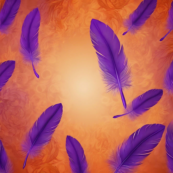 An orange and purple background with feathers for a background .jpg