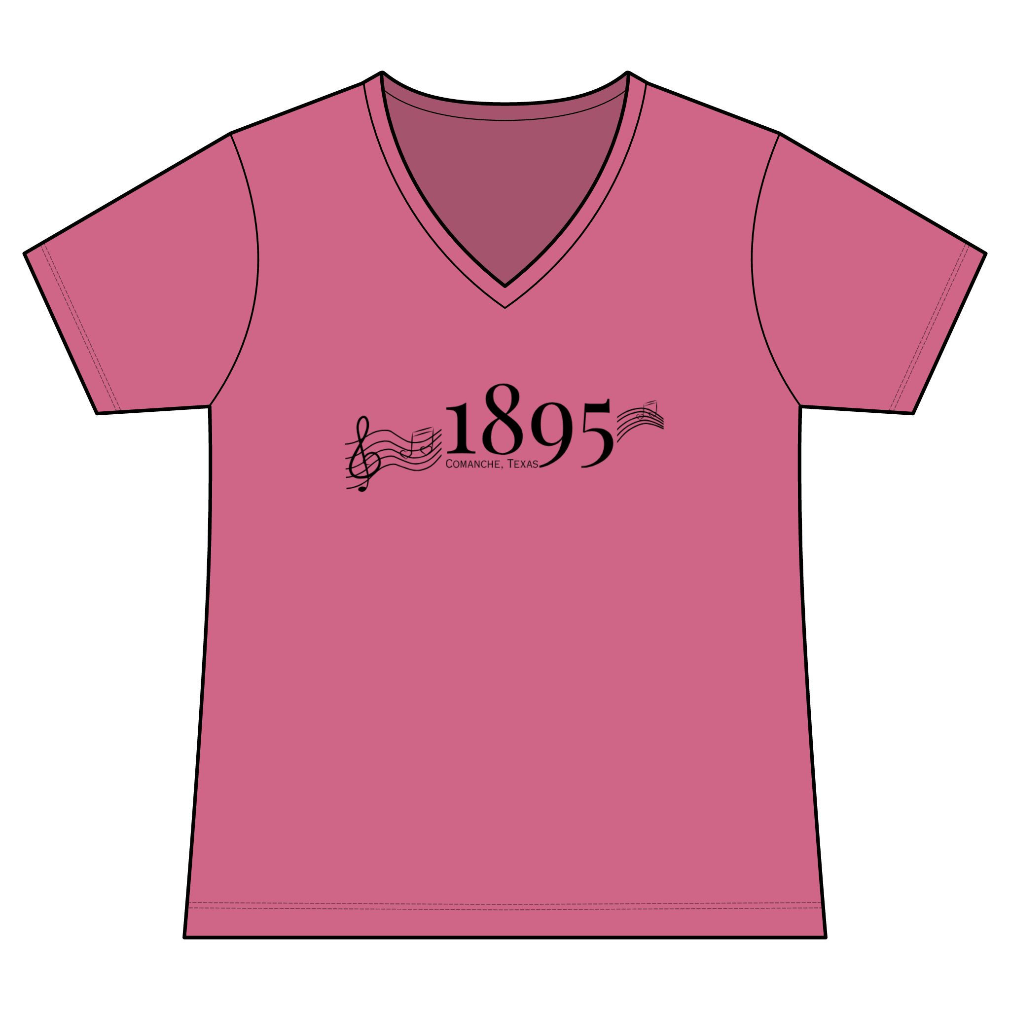 1895 Music Note V-Neck Tee — Women's Historical Music Shirt