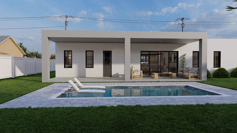 Residential pool and home exterior South Florida GML Construction