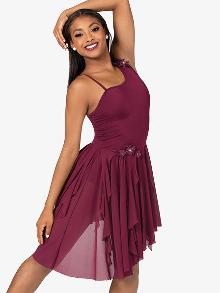 Rental: One-Shoulder Skirted Leotard Performance Dress