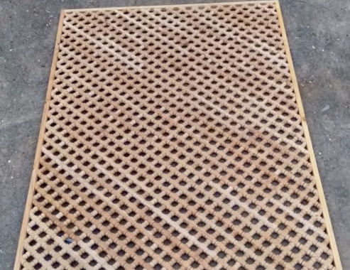 Yellow Cedar outdoor screen with detailed woodwork