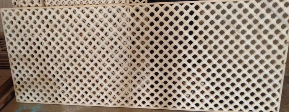 Yellow Cedar outdoor screen with detailed woodwork