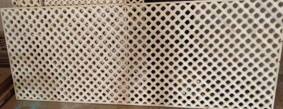 Yellow Cedar outdoor screen with detailed woodwork