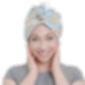 Woman wearing the Bounce Curl Satin & Microfiber Turban