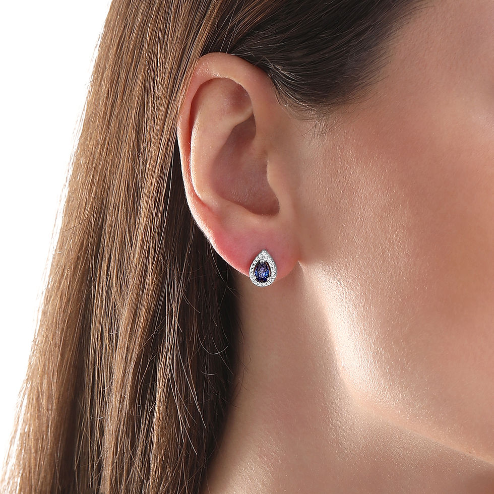 Thumbnail: Sterling Silver Pear Shape Blue Saphire Cubic Zirconia
