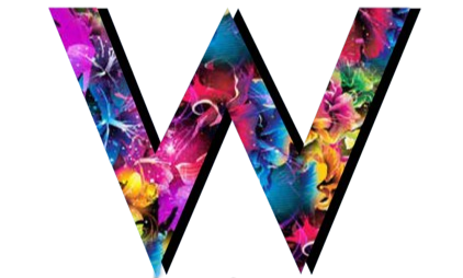 Abstract W filled with colorful flowers, representing Website, My Site 1