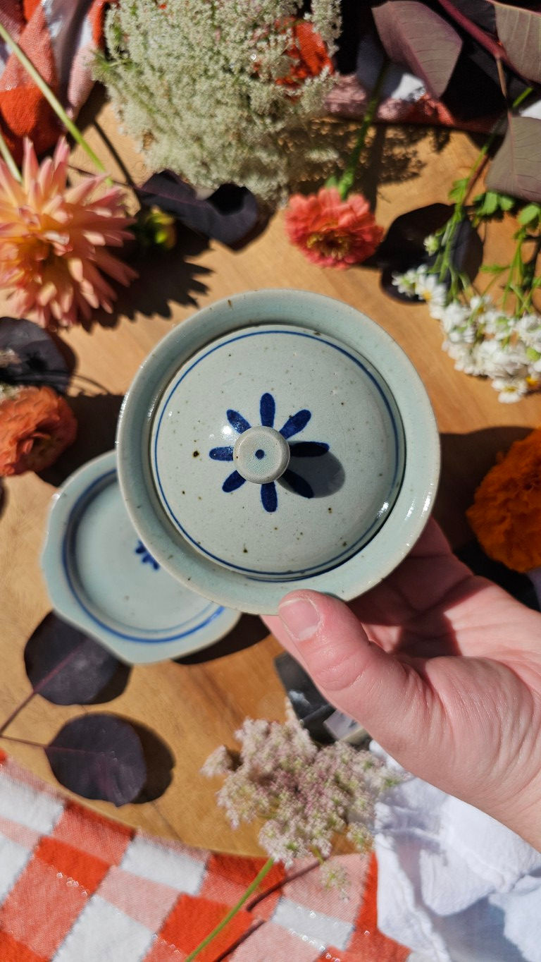 Thumbnail: Little Blue Flower Gaiwan with Saucer #2485