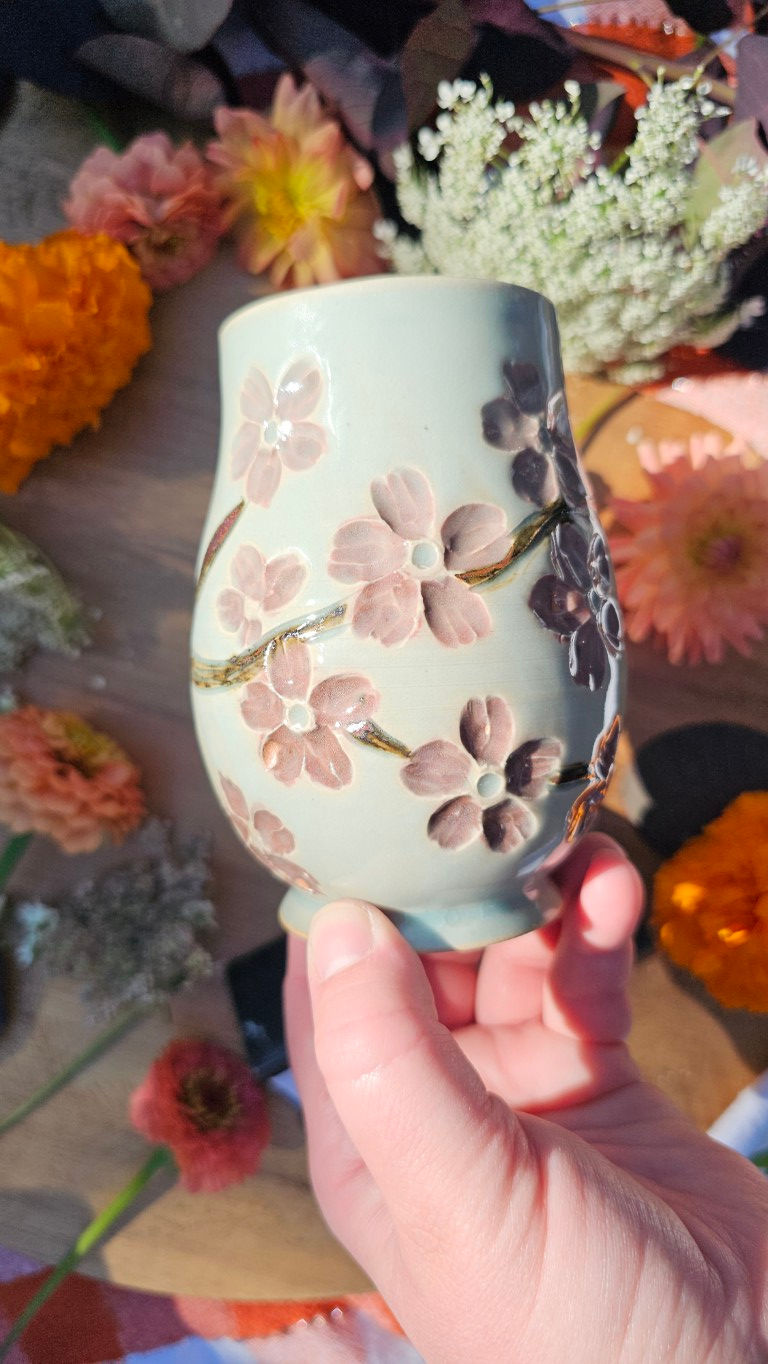 Thumbnail: Carved Cherry Blossom Branch Mug #2425