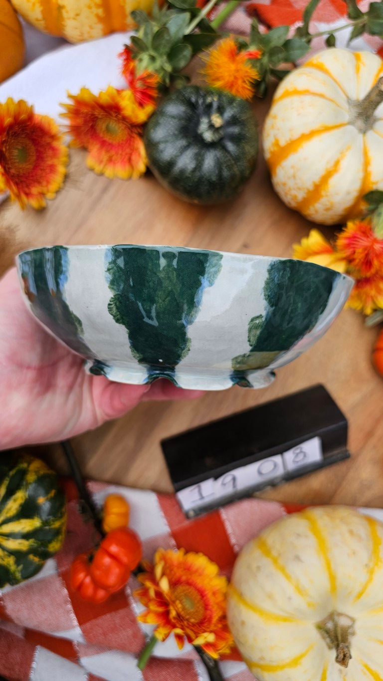 Thumbnail: Green and White Pumpkin Bowl #1908