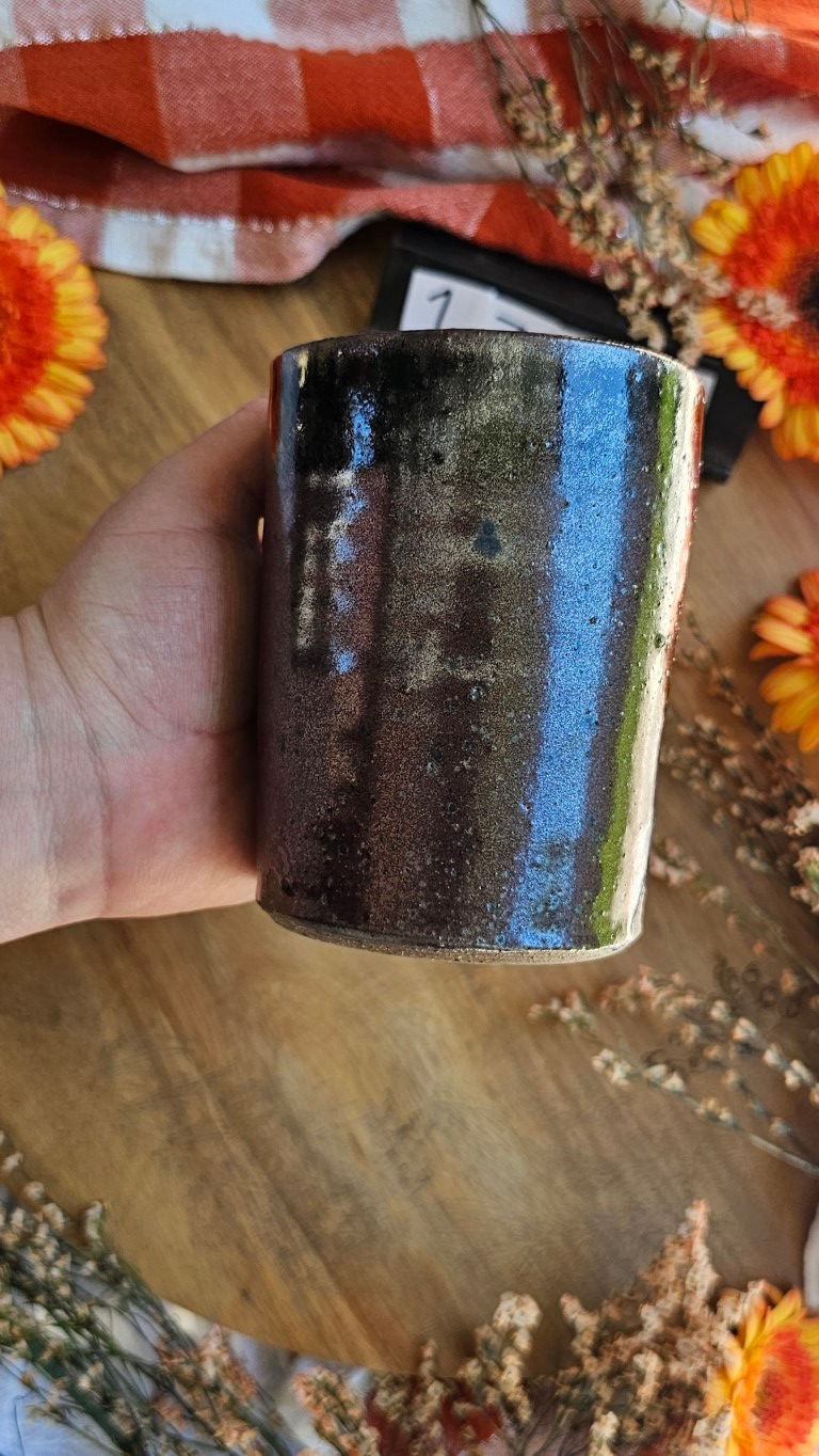 Thumbnail: Stoneware Tumbler With Tenmoku Glaze #1773