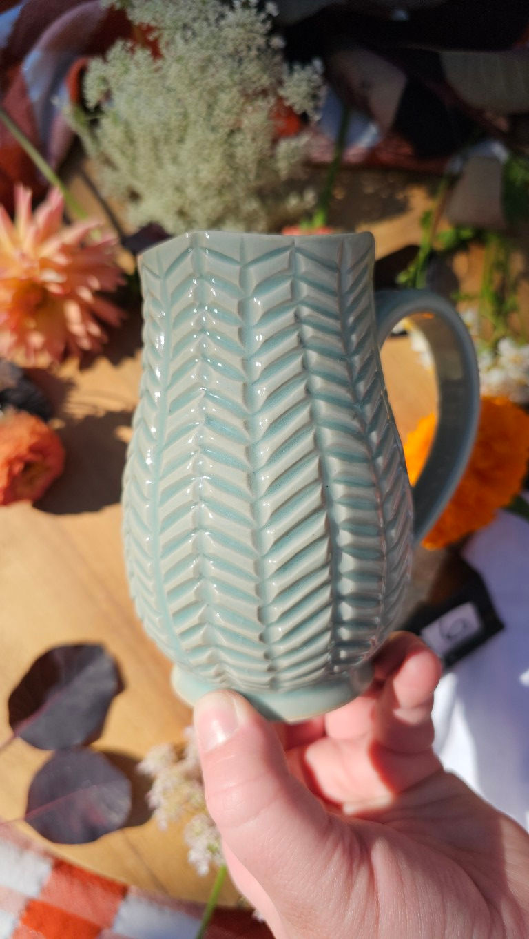 Thumbnail: Chevron Carved Mug with Altered Lip #2436