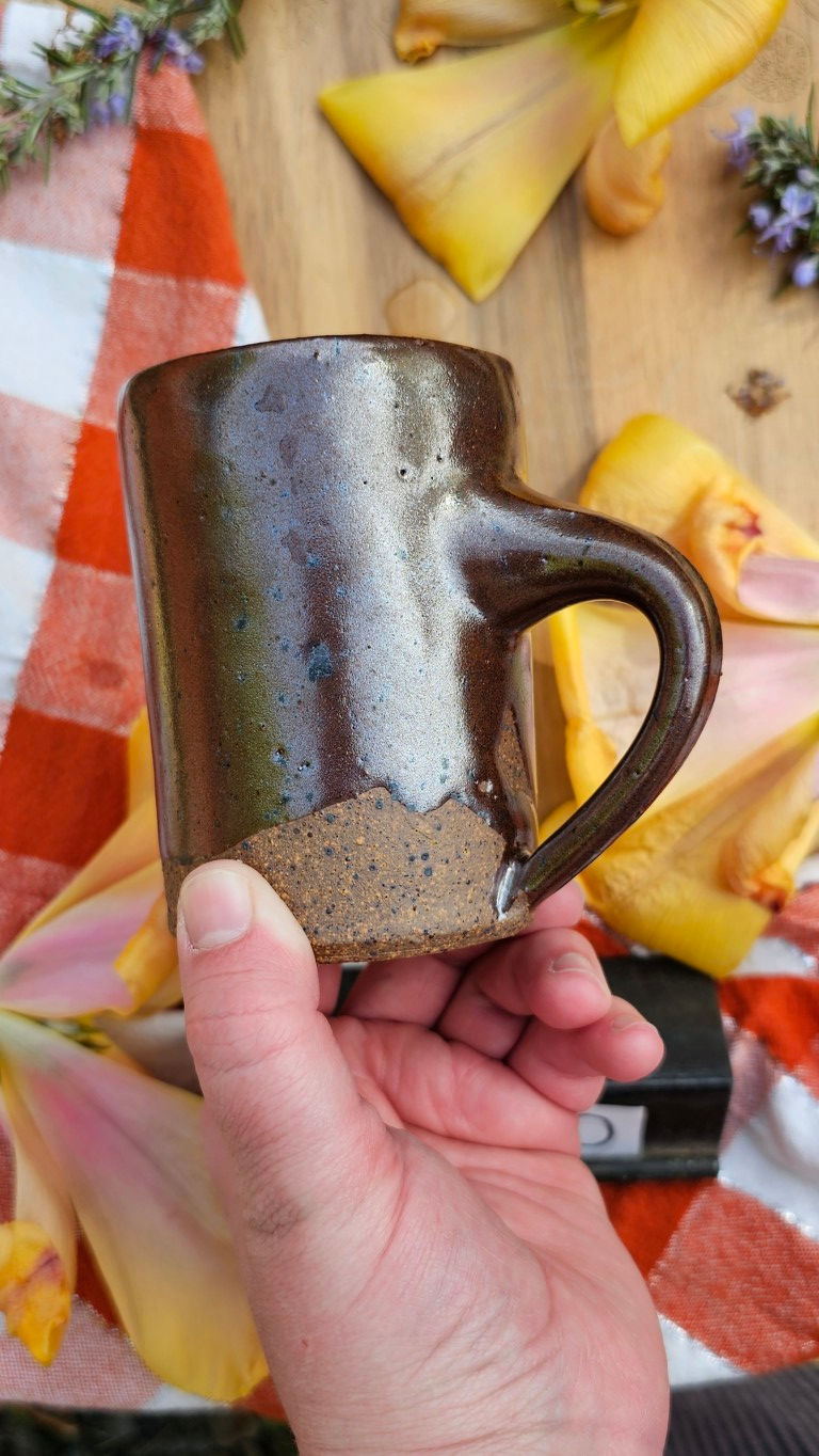 Thumbnail: Groggy Stoneware Mug with Chocolate Brown Glaze #2070