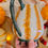 Thumbnail: White and Orange Pumpkin Pitcher with Green Inside #2296
