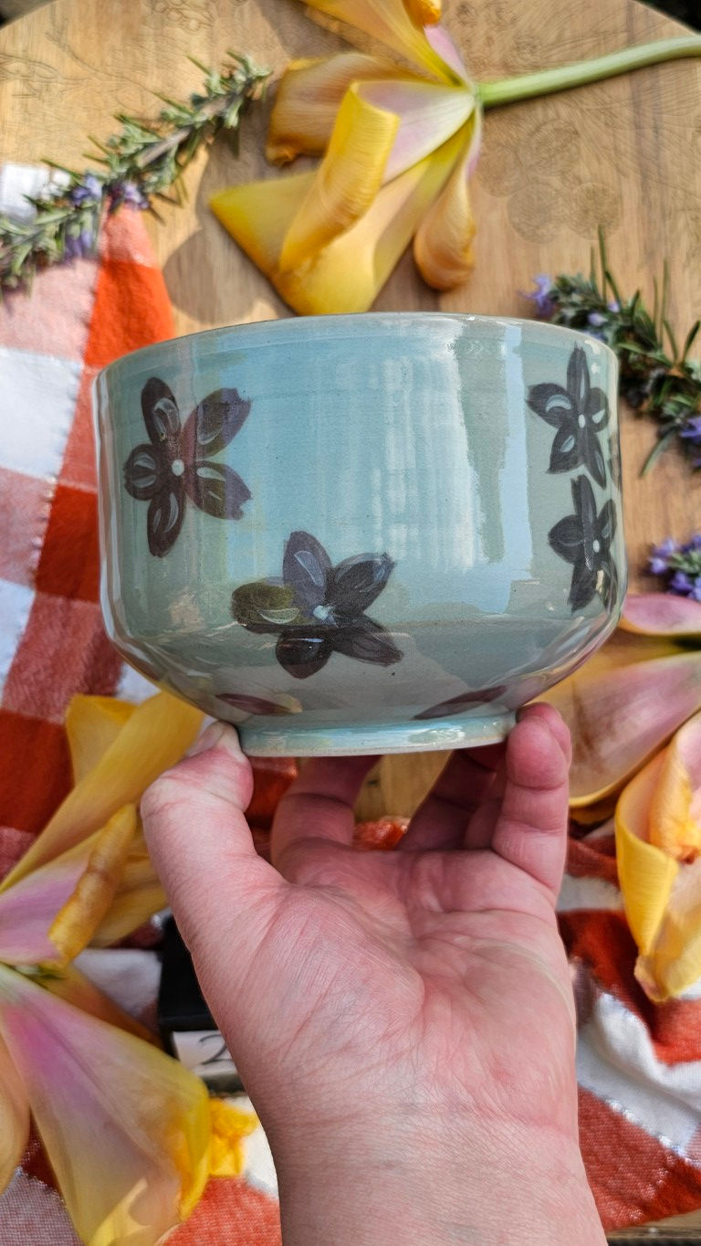 Thumbnail: Cherry Blossom Blue Celadon Matcha Bowl #2081