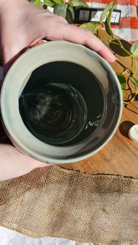 Thumbnail: Blue Celadon Floral Cobalt Painted Vase #1694