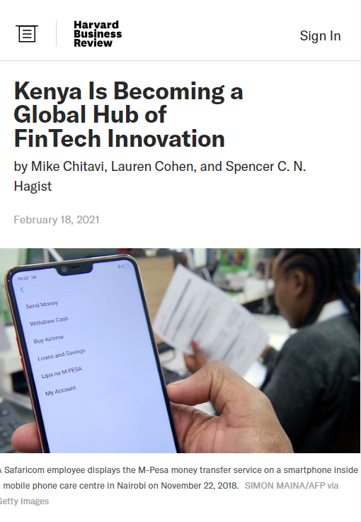 Kenia Fintech reported in HBR