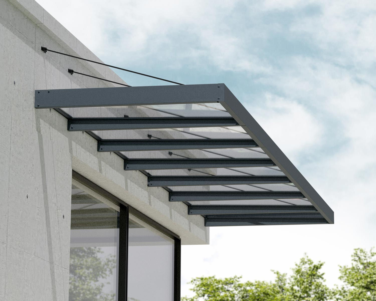 גגון SOPHIA XL אפור שקוף 1.4x6.6