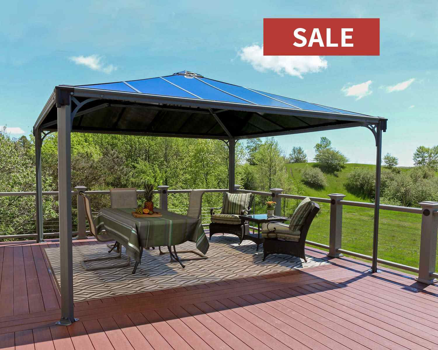 גזיבו לגינה PALERMO אפור כהה 4.3x4.3