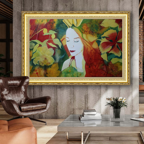 Painting, Woman, Nature, Colorful