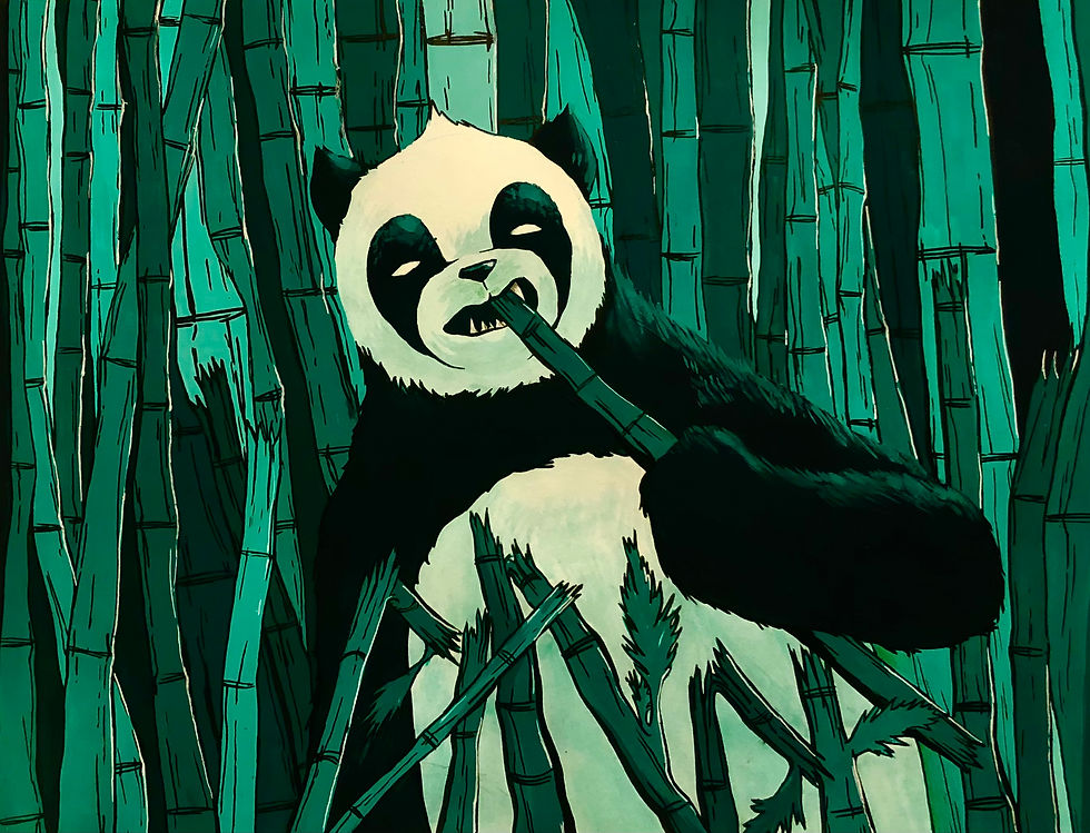 "Monochromatic Panda (Gouache)"