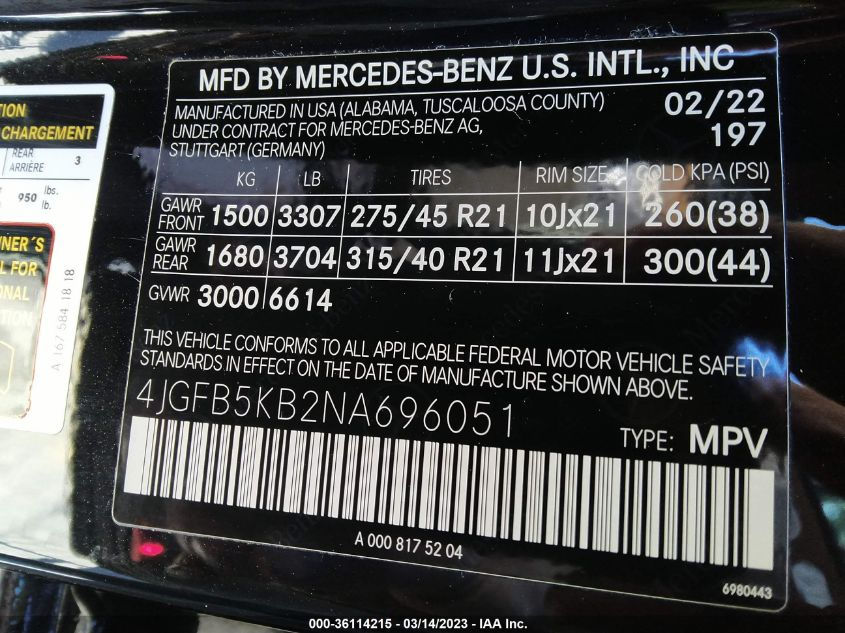 Thumbnail: MERCEDES-BENZ GLE 2022 Unknown GLE 450 VIN: 4JGFB5KB2NA696051