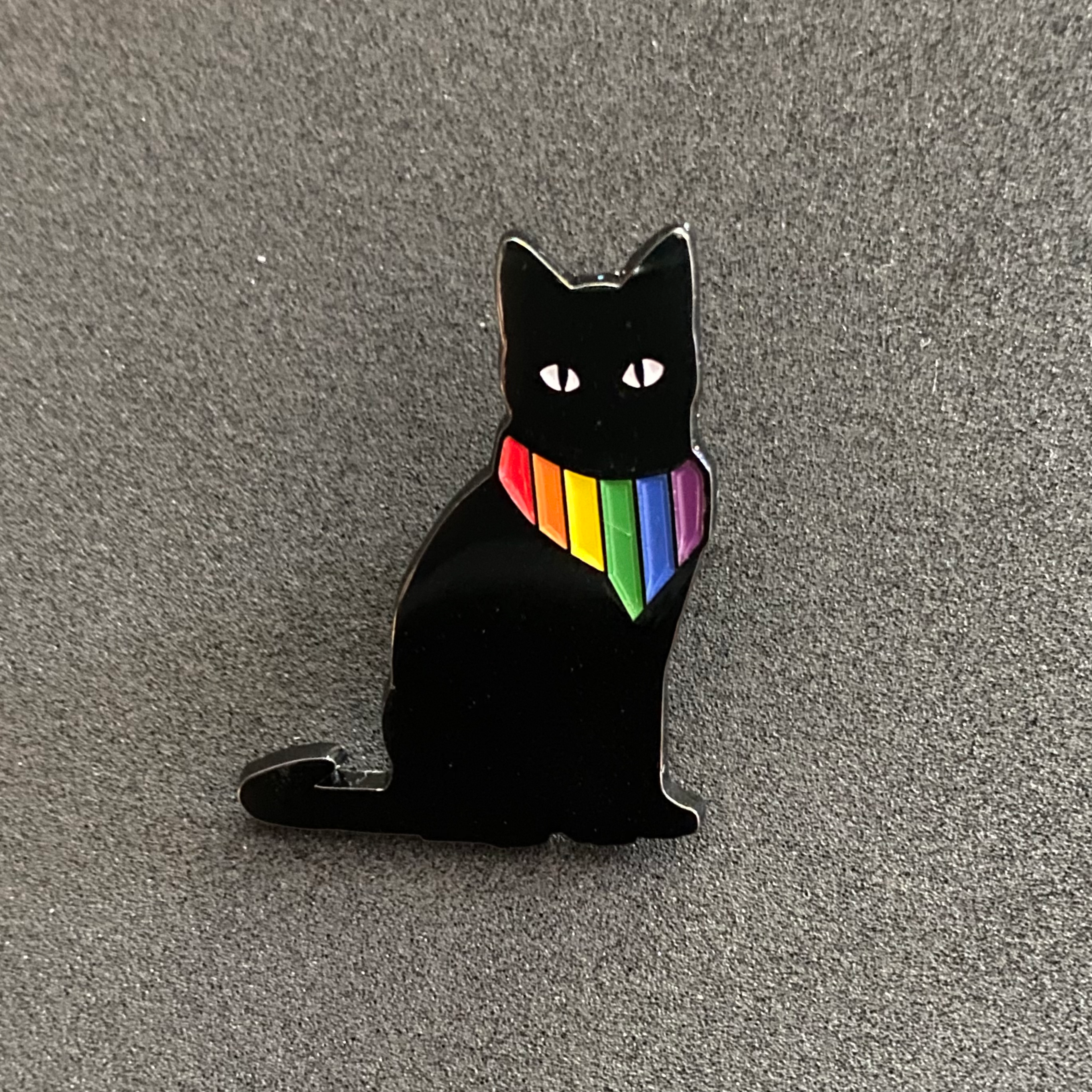Black cat with Pride Bandana pin