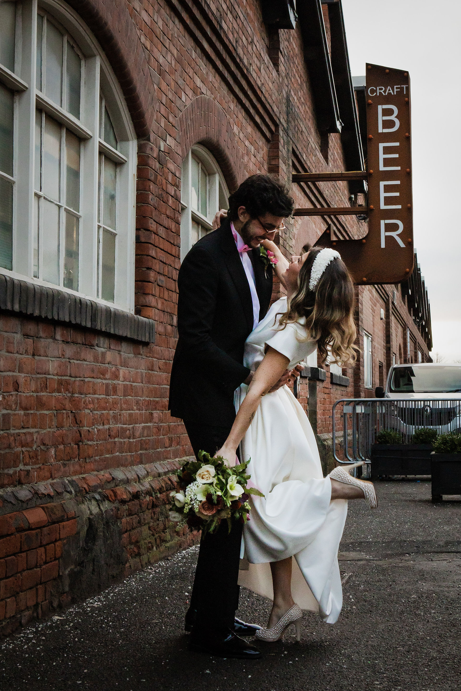The bride and groom at Anarchy Brewery