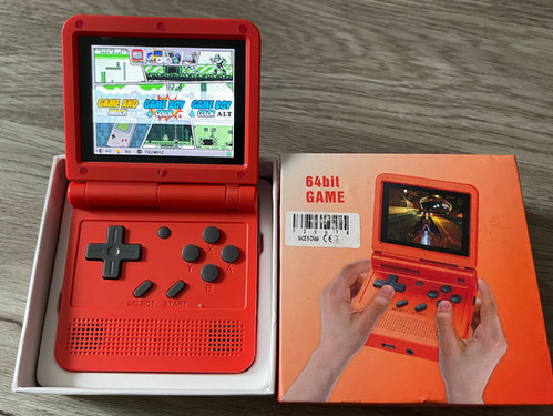 Powkiddy V90 (handheld (orange color) w/ 128 GB SD Card