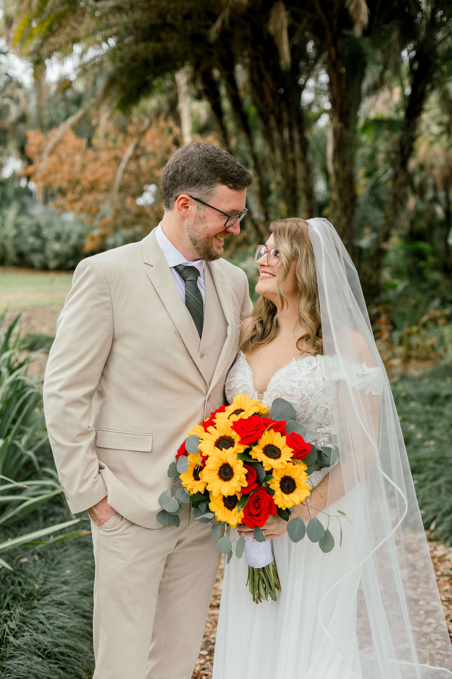 Bride and groom portraits at Bok Tower Gardens